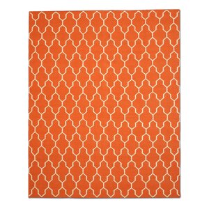 Hand Knotted Orange/Ivory Area Rug