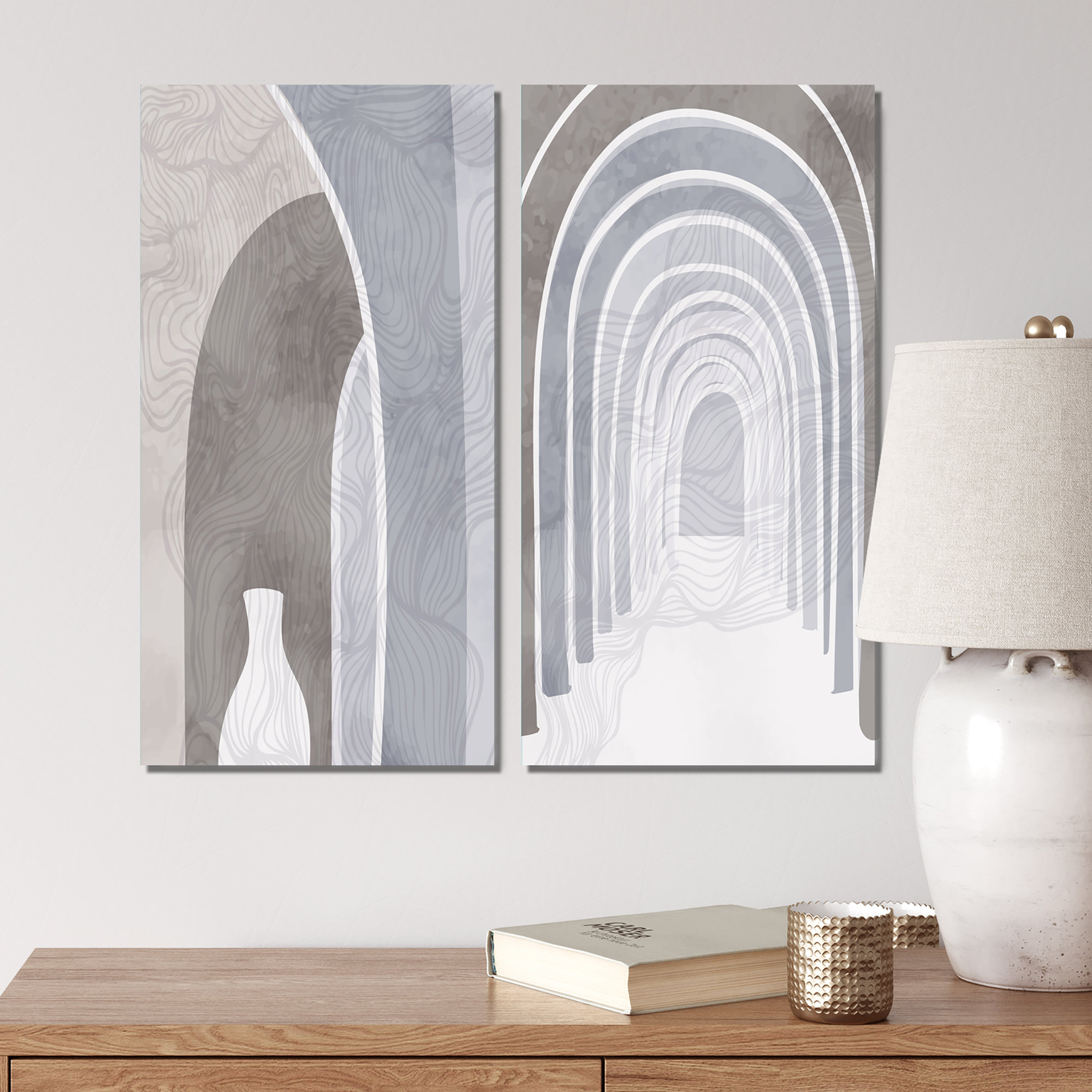 George Oliver Minimalism Architectures Abstract I - 2 Piece Graphic Art ...