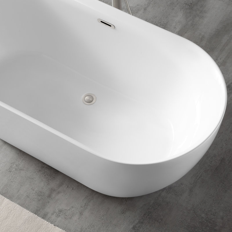 Ove Decors Ayago 59 X 28 Freestanding Soaking Acrylic Bathtub Wayfair