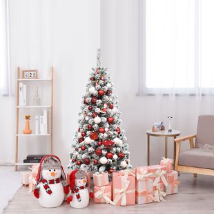 Christmas Tree 4/5/6/7/8ft Metal Stand Xmas Bushy Branches White Xmas Home Decor 