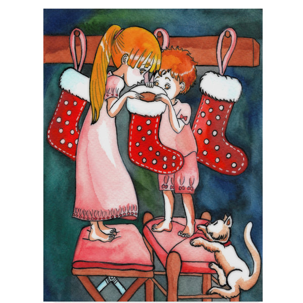 Trademark Art Christmas Kids Acrylic Painting Print On Wrapped
