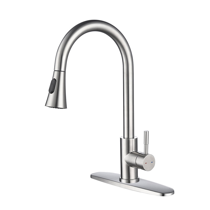 Farun Single Handle High Arc Brushed Nickel Pull Out ...