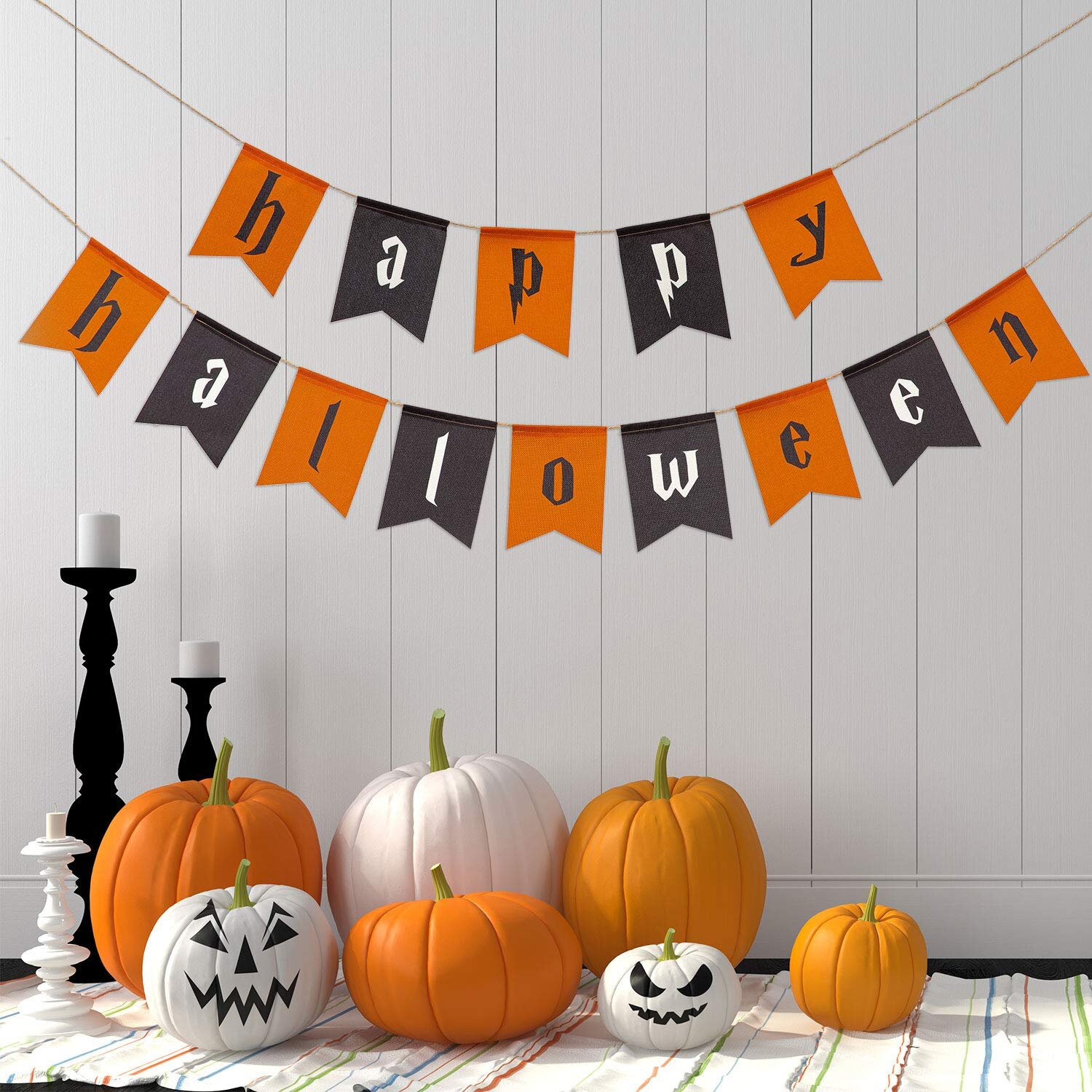 Happy Halloween Party Balloons Banner Bunting Trick or Treat Decors Decoration