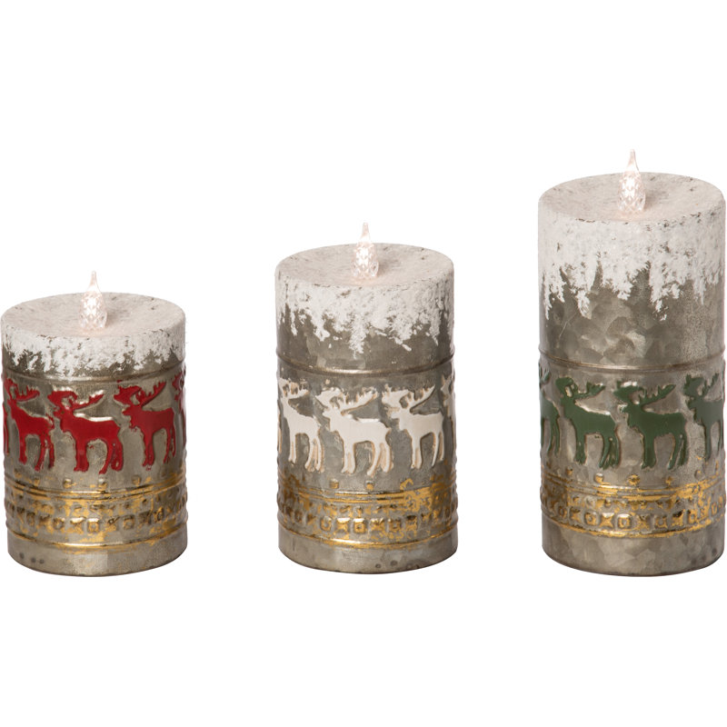 The Holiday Aisle 3 Piece Metal Christmas Unscented Jar Candle Set Wayfair