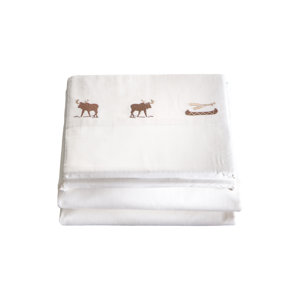 Halima 4 Piece Embroidered Moose 200 Thread Count 100% Cotton Sheet Set