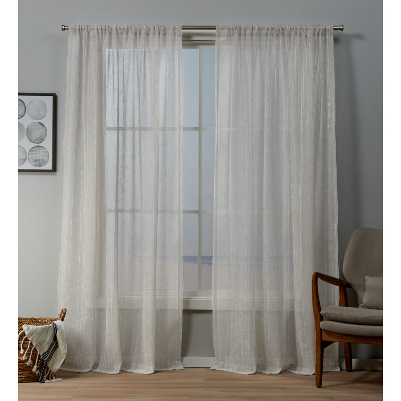 Canora Grey Noyes Solid Color Sheer Rod Pocket Curtain Panels