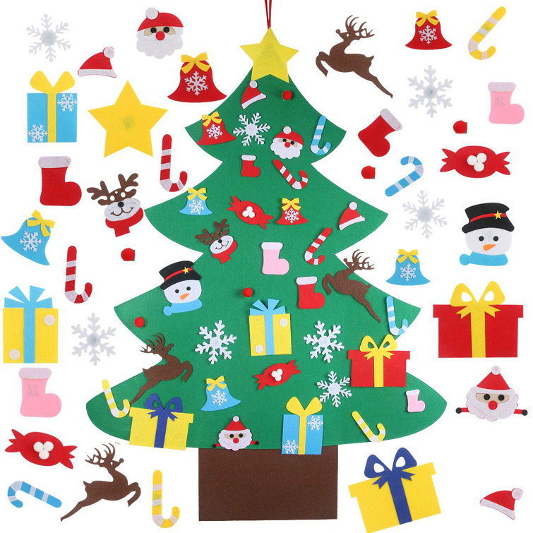 The Holiday Aisle Diy Felt Christmas Tree Set With 36 Ornaments Christmas Decorations Wall Mounted Felt Christmas Tree For Toddlers Christmas And New Year Craft Gift Parties Supplier Of Home Door Decorations