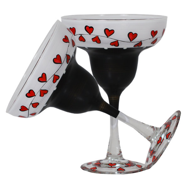Golden Hill Studio Martini Glasses Hand Painted in the USA by American Artists-Set of 2-Pewter Vine Collection