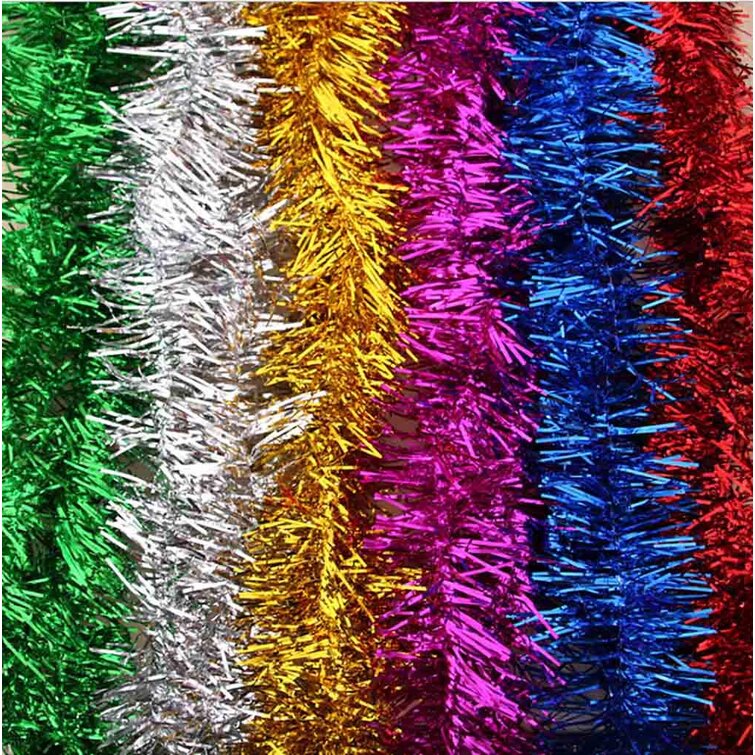 5M Foil Tinsel Garland Decorations for Wedding Birthday Halloween Thanksgiving New Year Party Tinsel Garland Christmas Tree Decorations MXJFYY Christmas Decorations Golden