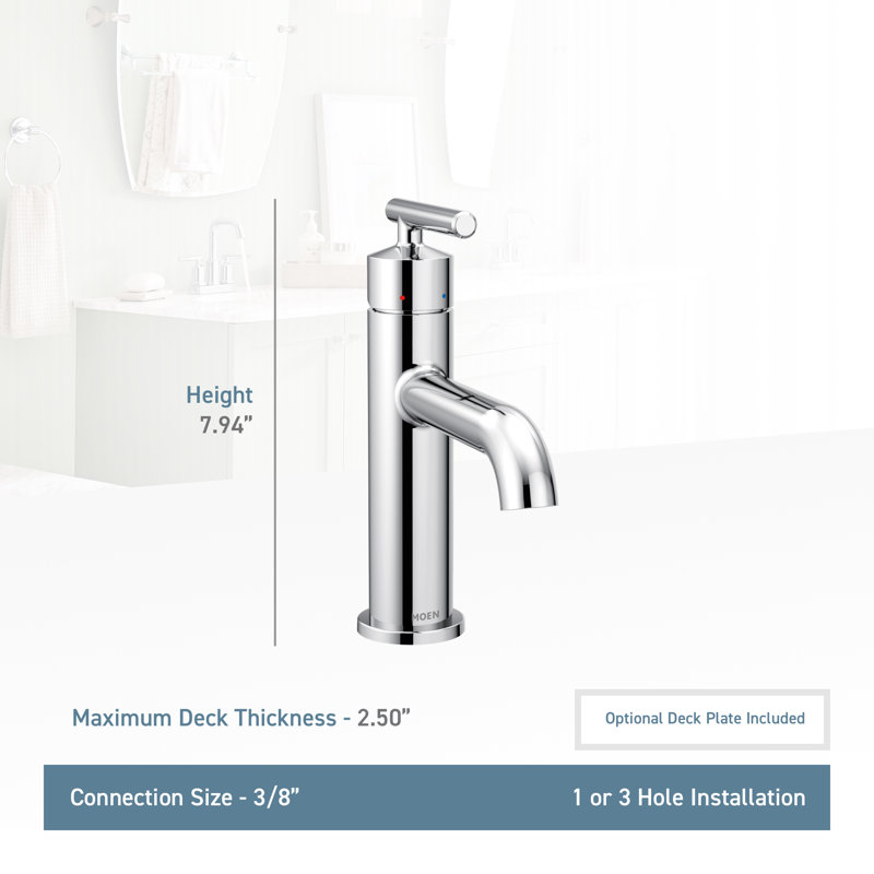 6145 Moen Gibson Single Hole Bathroom Faucet with Drain ...