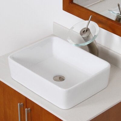 Elite Ceramic Rectangular Vessel Bathroom Sink Drain Finish