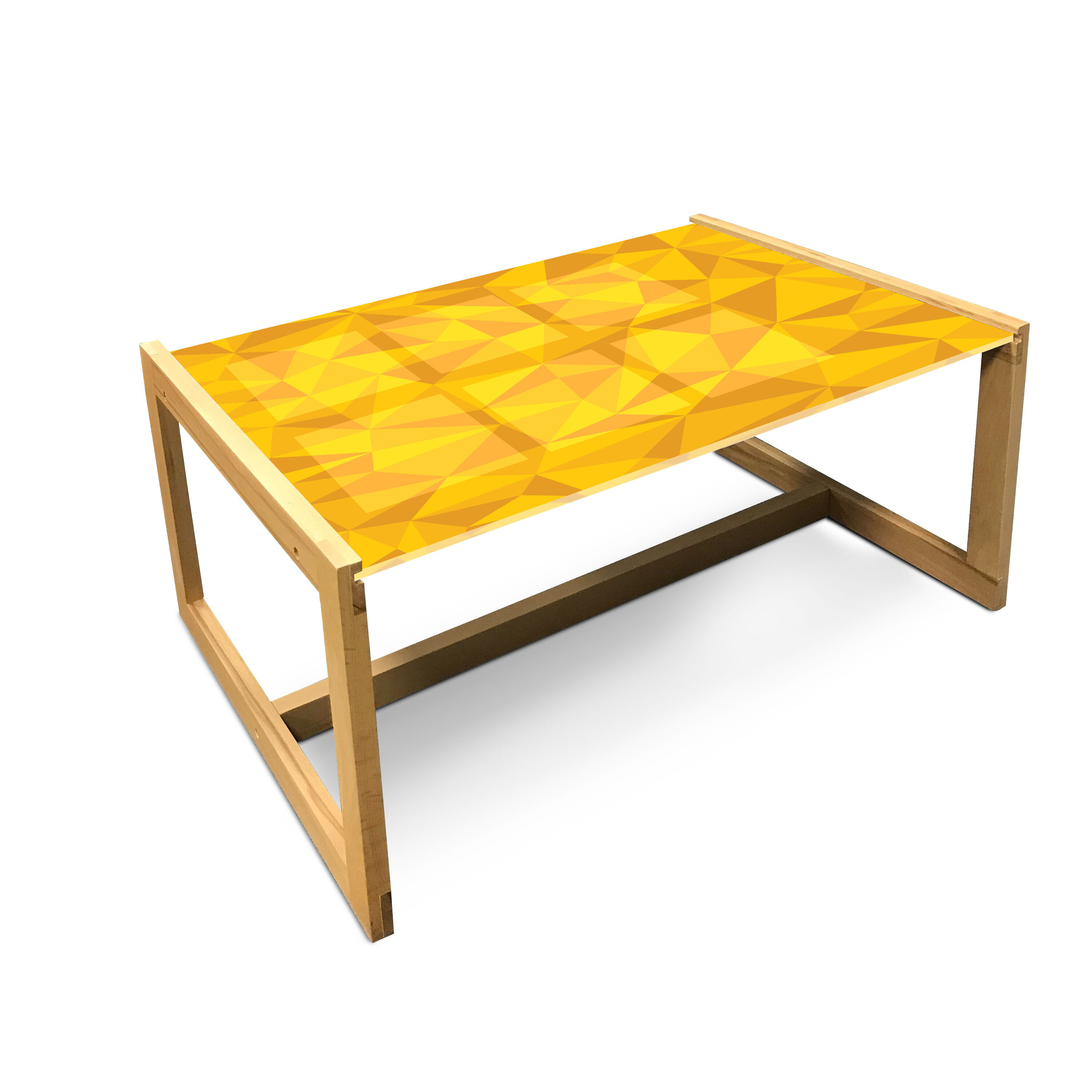East Urban Home Yellow Coffee Table, Abstract Triangular Cubic Unusual