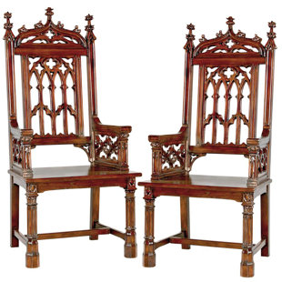 Gothic Tracery Cathedral Solid Wood Dining Chair (Set Of 2) by Design Toscano Great Reviews
