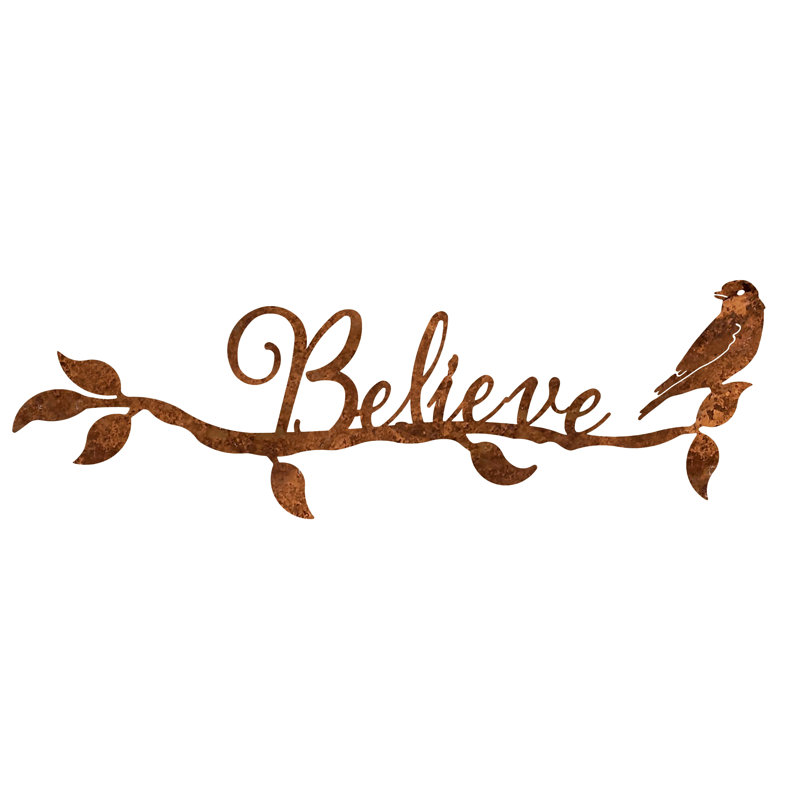August Grove Elle May Metal Rustic Believe Sign Wall Art Wayfair