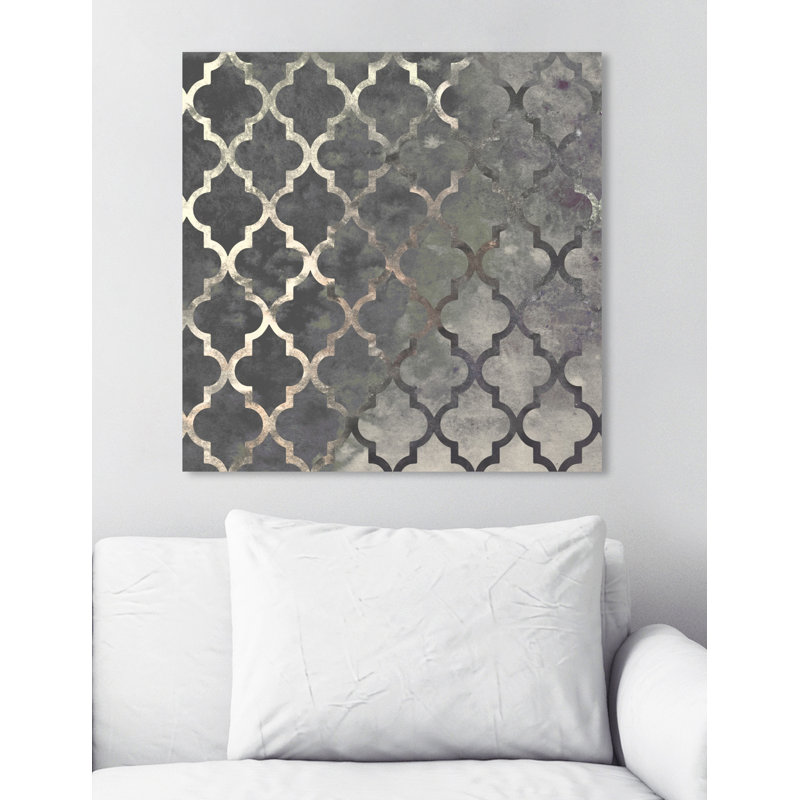 Oliver Gal Arabesque Silver Abstract Art Wrapped Canvas Print