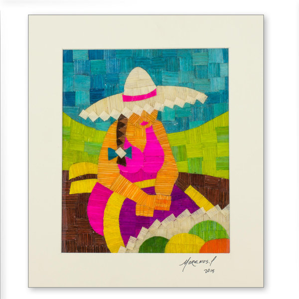 World Menagerie Fruit Seller Dyed Dried Corn Husk Collage Portrait In Tropical Painting Wayfair