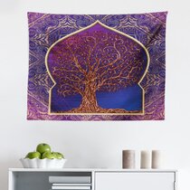 Majestic Tree in The Garden with A Swing Nostalgic Dramatic Winter Scenery Wall Hanging Bedspread Bed Cover Wall Decor Lunarable Tree of Life Tapestry King Size Blue Grey King Size