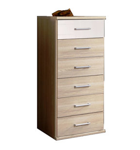 Home Furniture Diy New Dark Oak Waxed 6 Drawer Narrow Tallboy