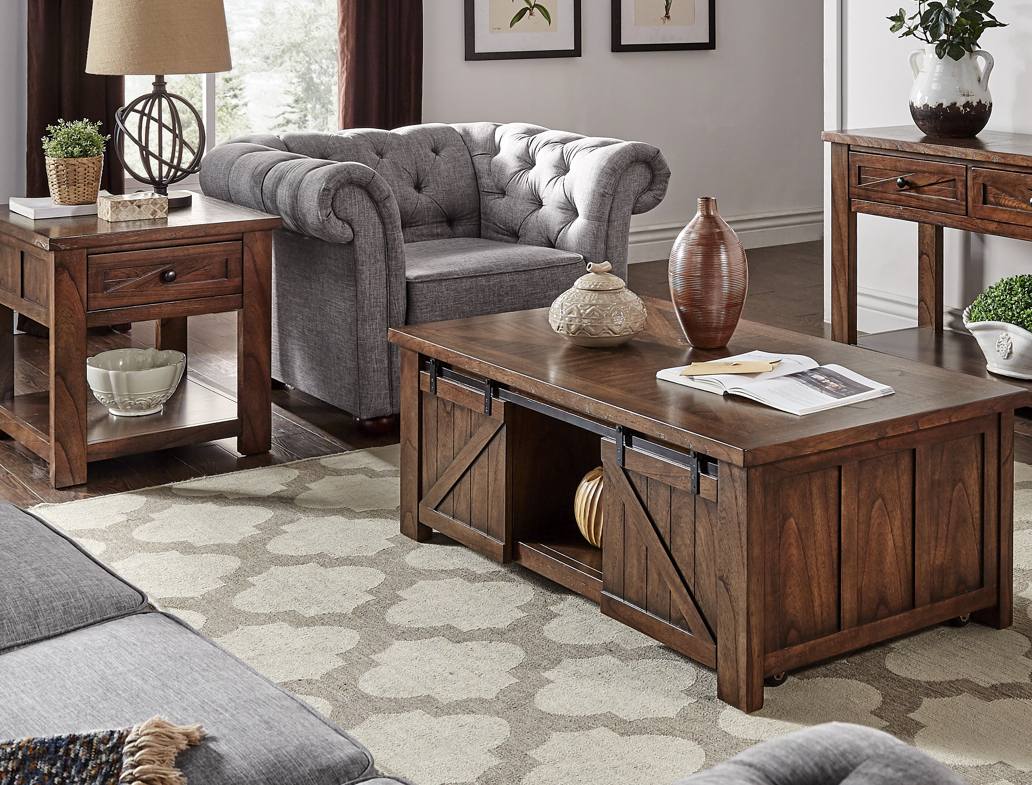 Coffee Table Door - Weston Home Burleson Brown Cherry Finish Barn Door Cocktail Table Walmart Com Walmart Com - Crafted with solid wood and reinforced steel part, this coffee table strikes a rectangular silhouette featuring a thick frame, smooth sliding barn door.