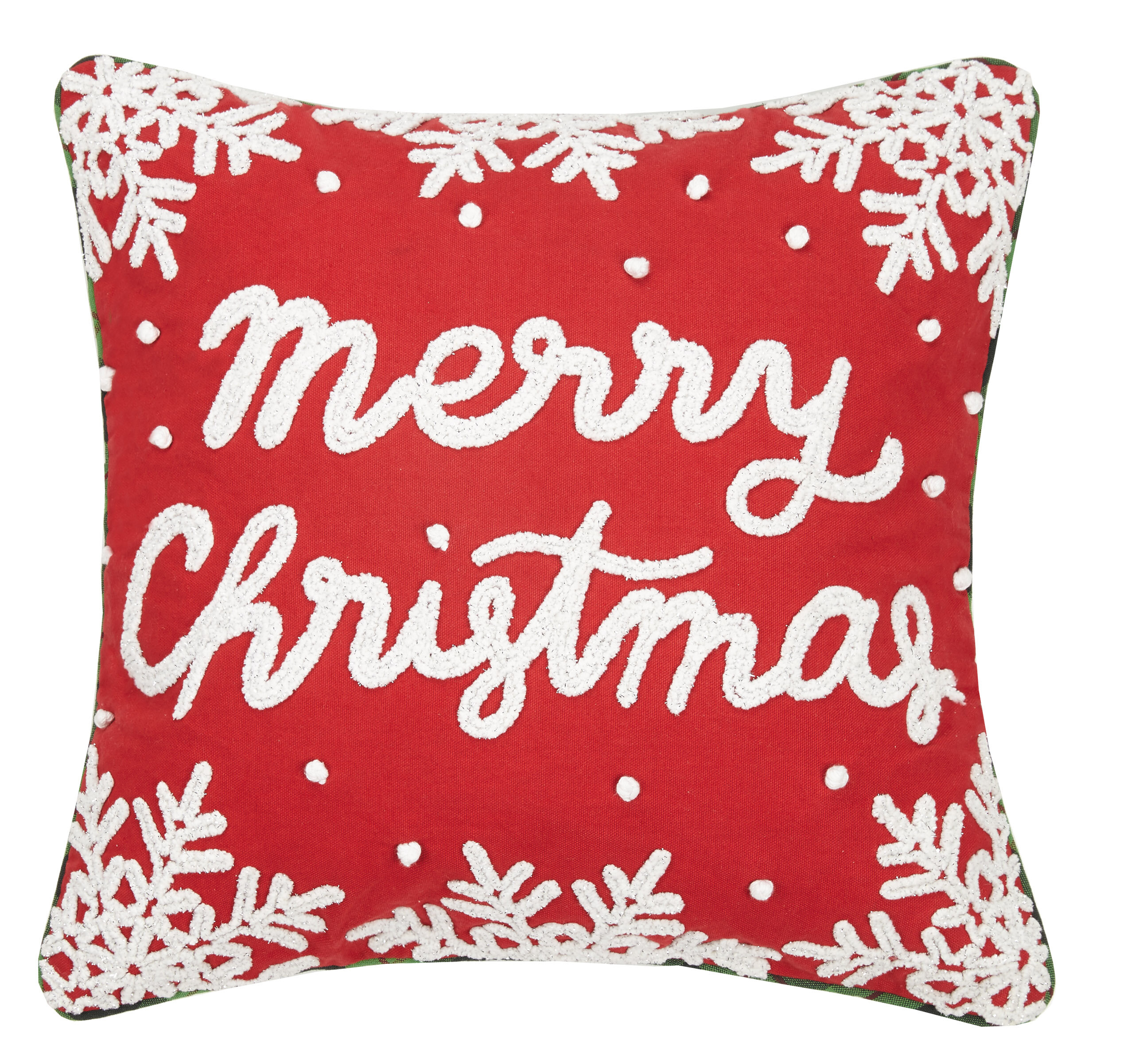 Levtex Home Red and White - Embroidered Merry Christmas Folk Deer Decorative Pillow 14X18in. 