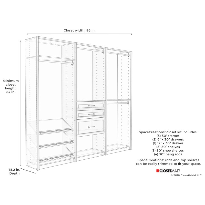 Spacecreations 96 W Closet System Joss Main