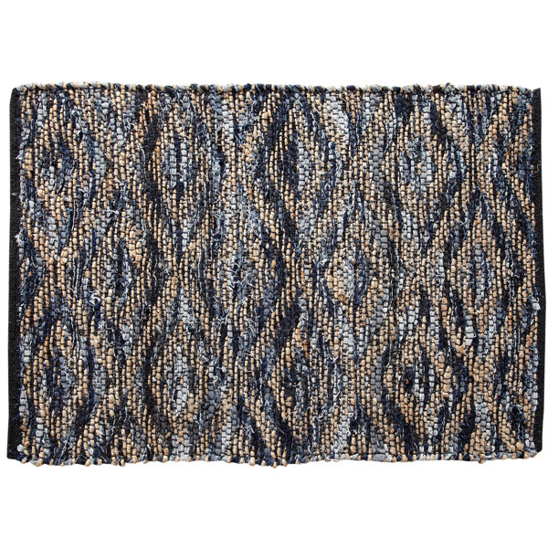 World Menagerie Romeo Geometric Handmade Tufted Jute Sisal Blue Gray Area Rug Wayfair