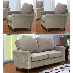Hayton Fabric Modern 3 Piece Living Room Set by Charlton Home