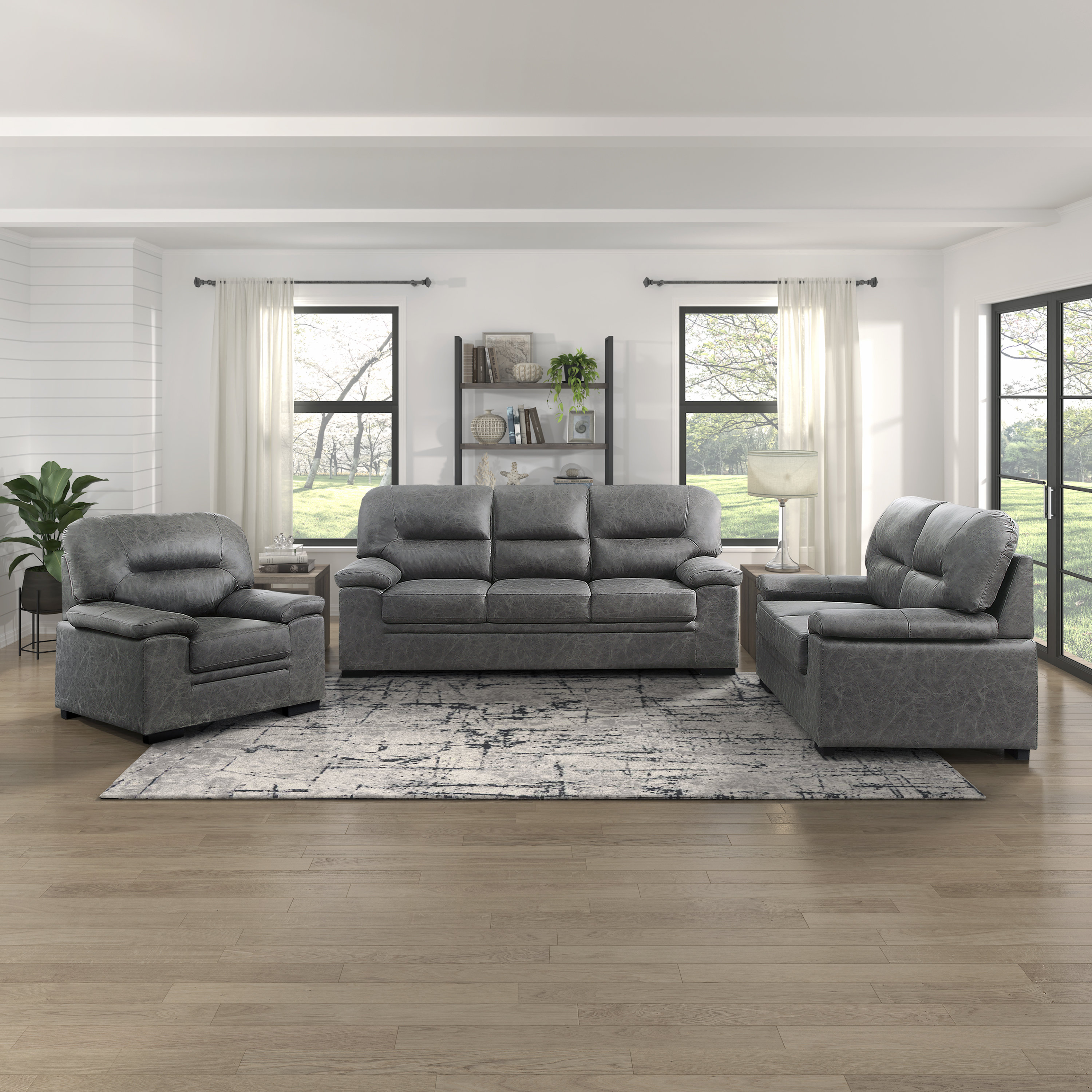 Latitude Run® Rogen 3Piece Microfiber Living Room Set Wayfair