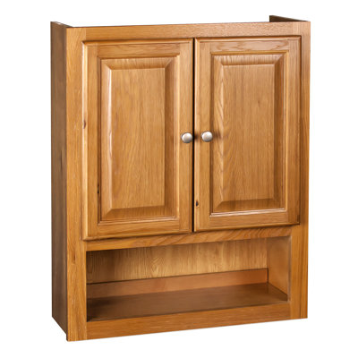 Aguanga Honey Amber Raised Panel 21" W x 26" H x 8.5" D Wall Mounted Over-The-Toilet Storage