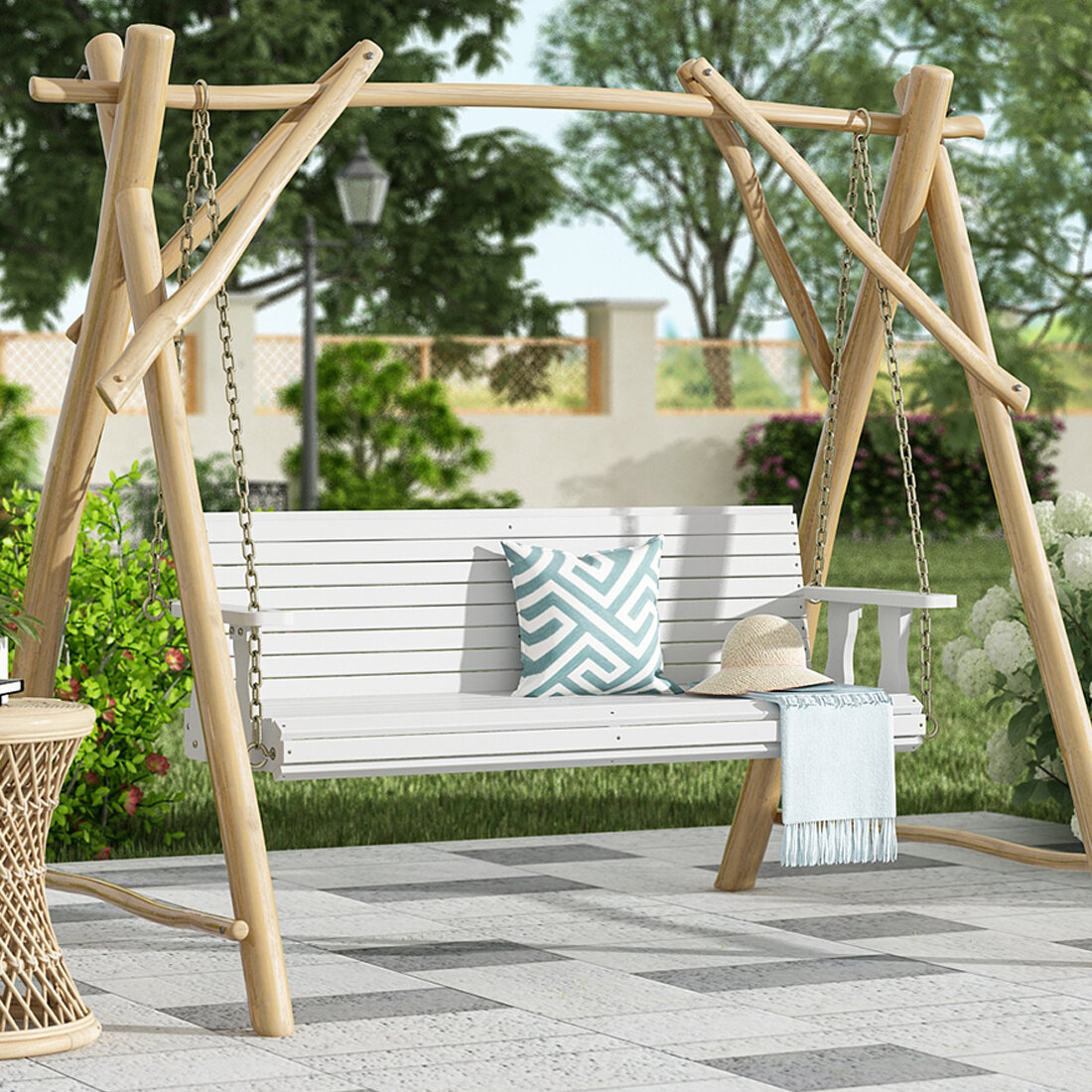 wooden swing backyard