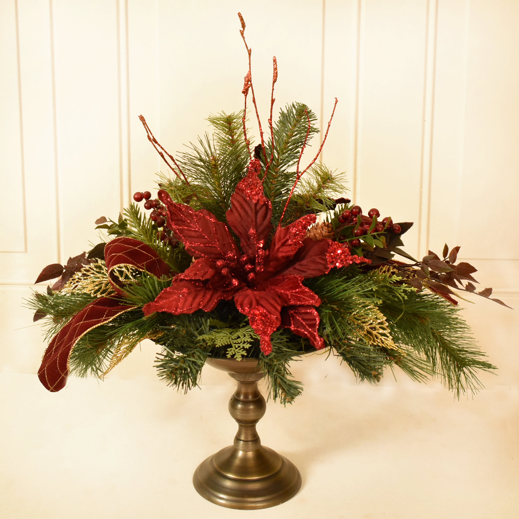 The Holiday Aisle® Poinsettia Centerpieces in Vase Wayfair