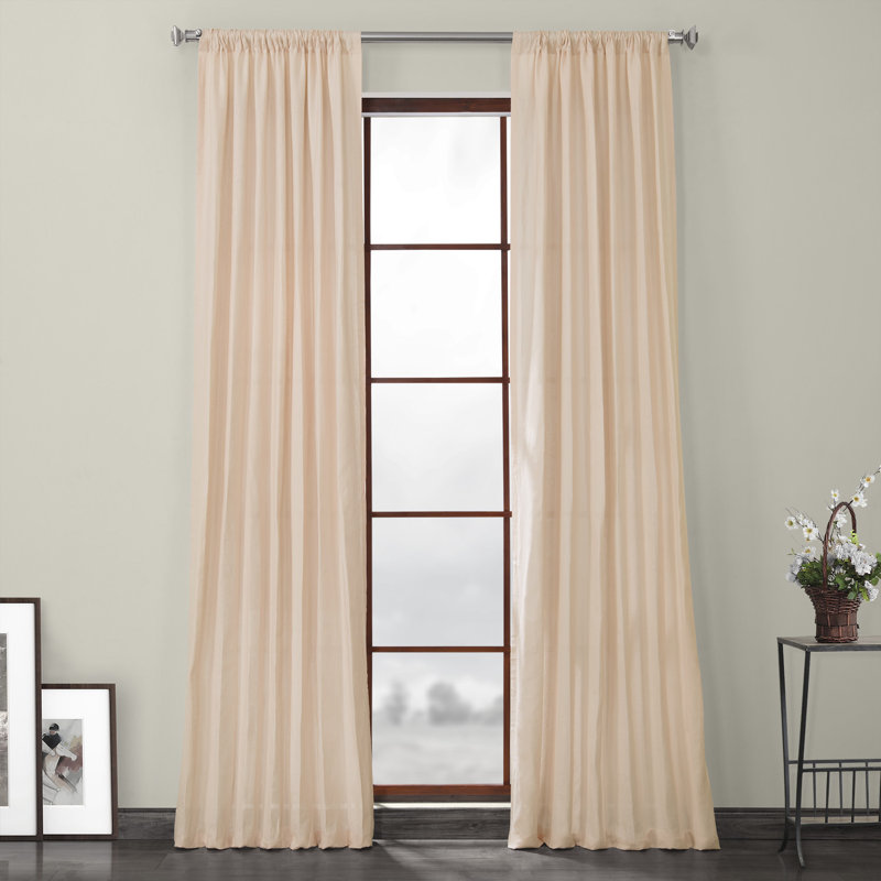 Pyrogi Linen Sheer Rod Pocket Single Curtain Panel