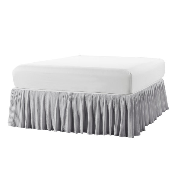 WRINKLE FREE BED SKIRT SOLID-2 LINE EMBROIDERY-SILVER 