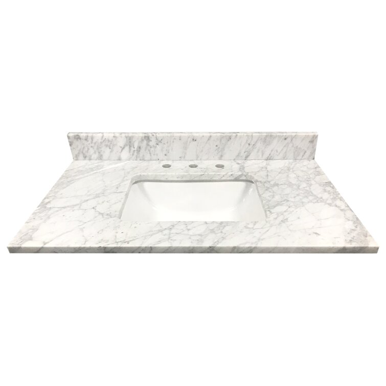 Rindende Ord Marco Polo Tile & Top Bianco Carrara 37" Single Bathroom Vanity Top | Wayfair