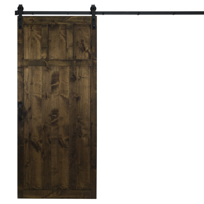 Dogberry Collections Paneled Wood Finish Craftsman Barn Door With