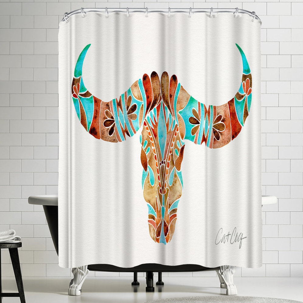 East Urban Home Water Buffalo Skull Turquoise And Brown Single