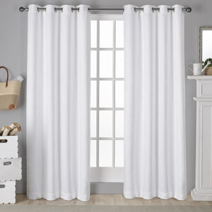 Keysville Antique Shantung Twill Woven Solid Blackout Thermal Grommet Curtain Panel (Set of 2)