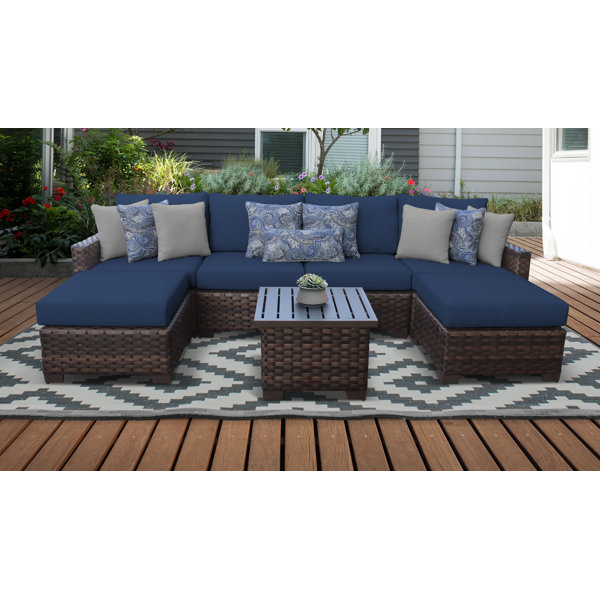 Red Barrel Studio Kinzlee Wicker Rattan 6 Person Seating Group With Cushions Reviews Wayfair