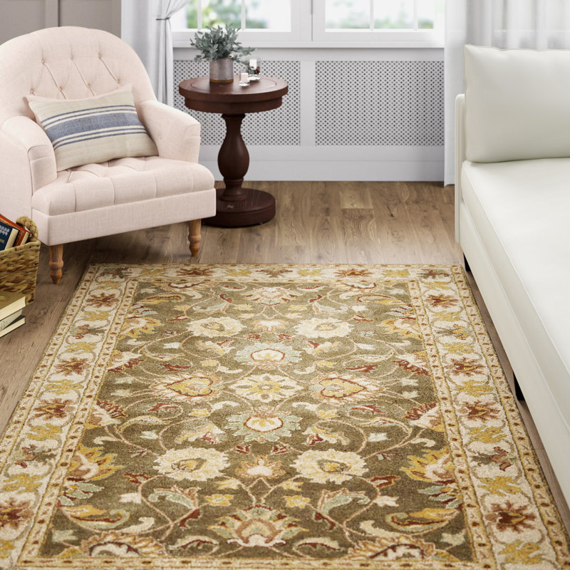 Arden Floral Handmade Tufted Wool Light Charcoal Area Rug Reviews Birch Lane