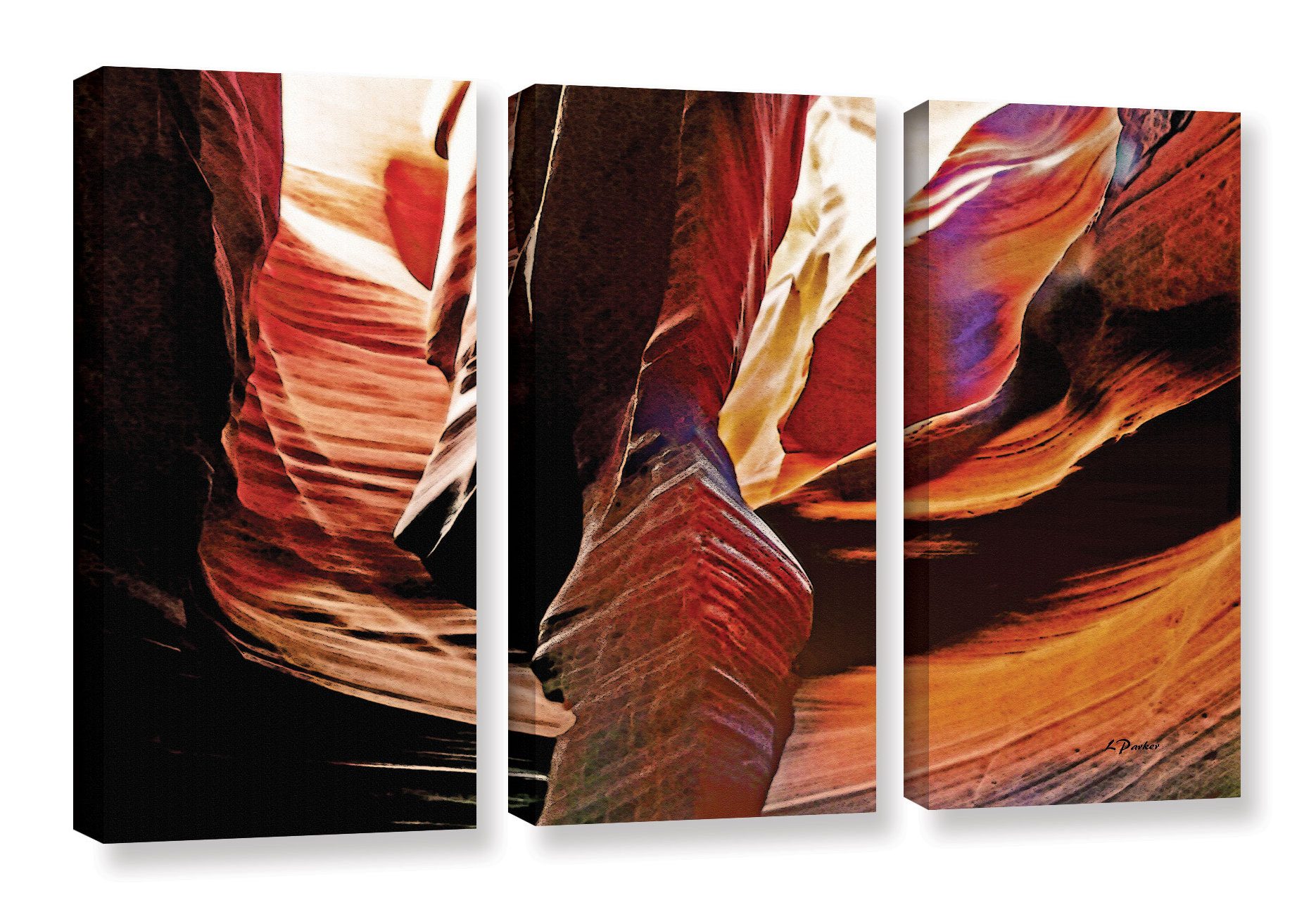 ArtWall 4 Piece Linda Parkers Slot Canyon Light from Above 2 Floater Framed Canvas Artwork 36 x 54