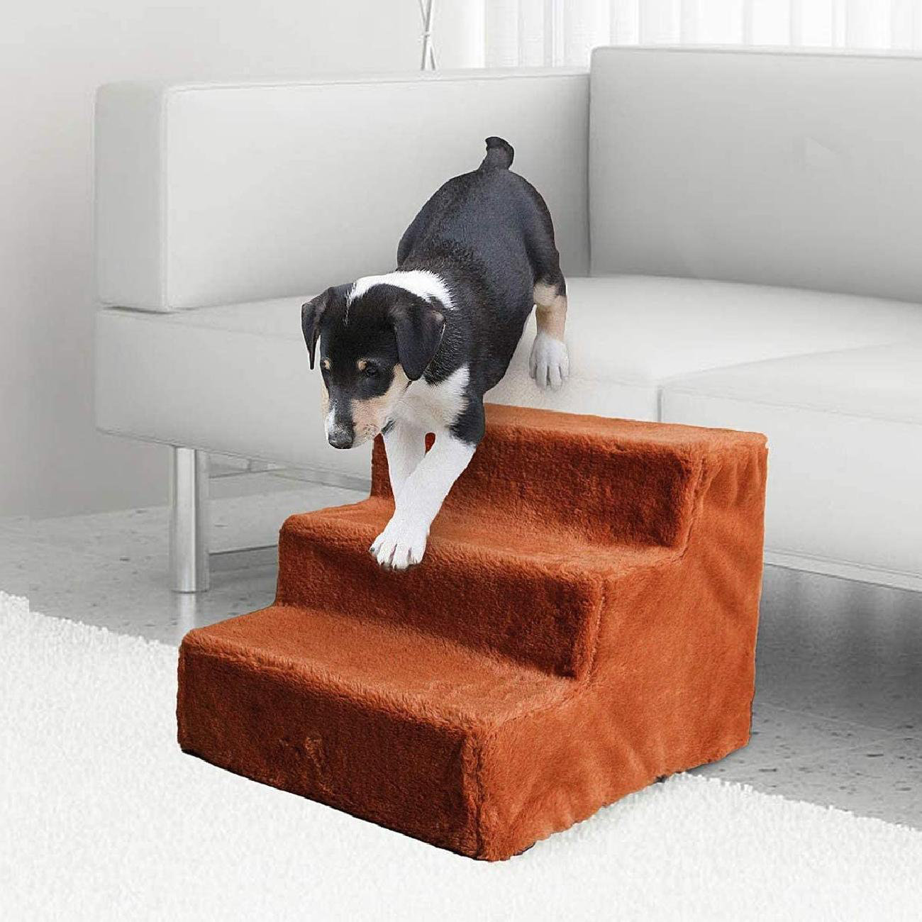 US Pet Puppy 3 Steps Dog Cat Stairs Ladder Climb Ramp W/Cover for Couch or Bed
