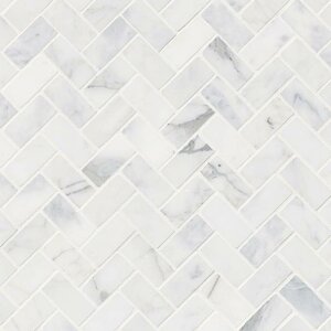 Calacatta Cressa Herringbone Honed Marble Mosaic Tile in White