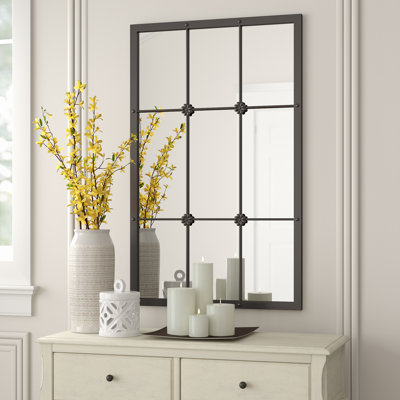 Kinslee Metal Window Pane Farmhouse Wall Mirror