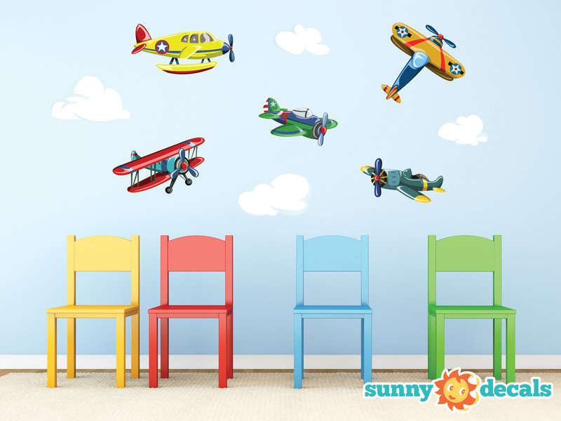 Zoomie Kids Vintage Airplane Fabric Wall Decal Reviews Wayfair