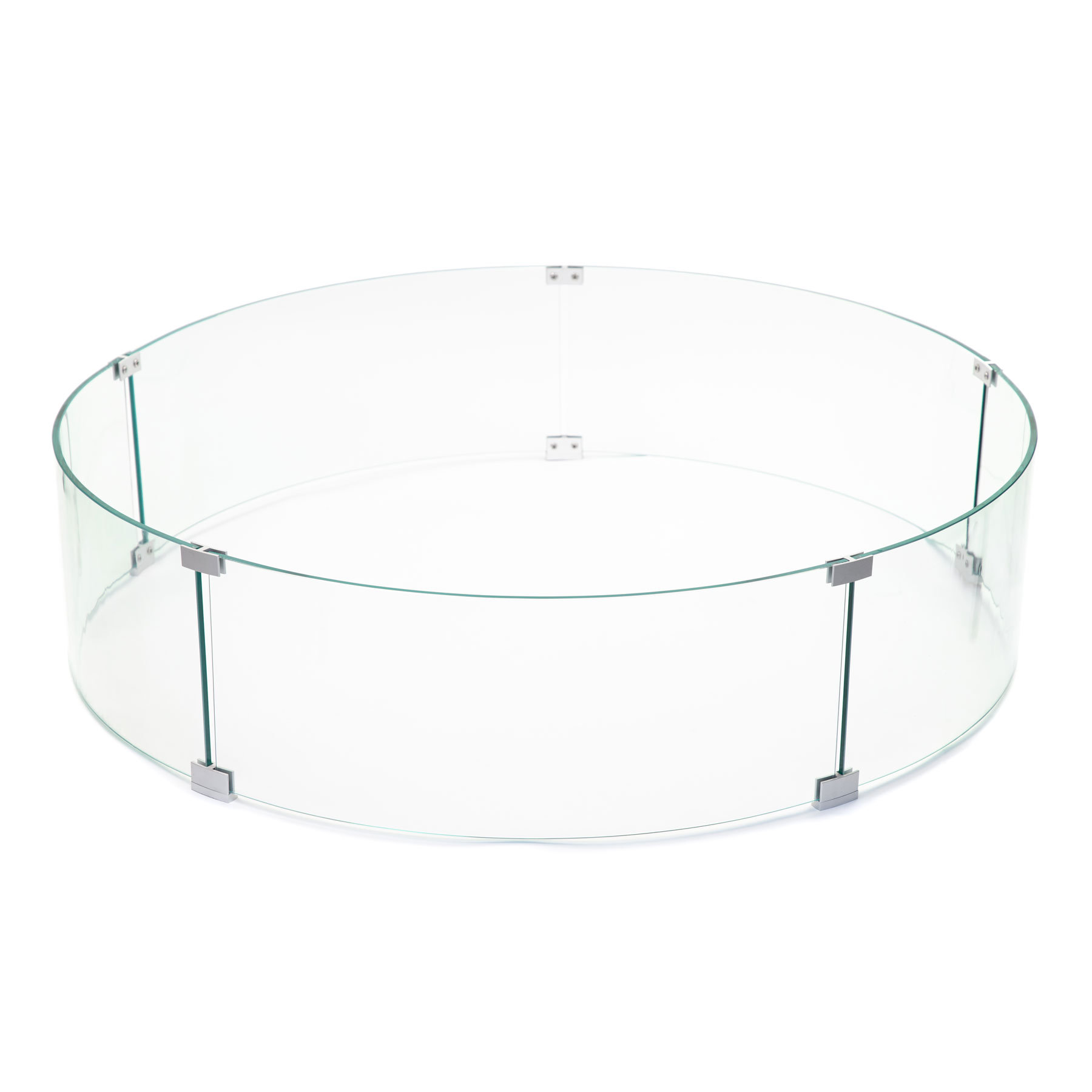 AMS Fireplace Ams Fire Pit Table Round Glass Wind Guard 36