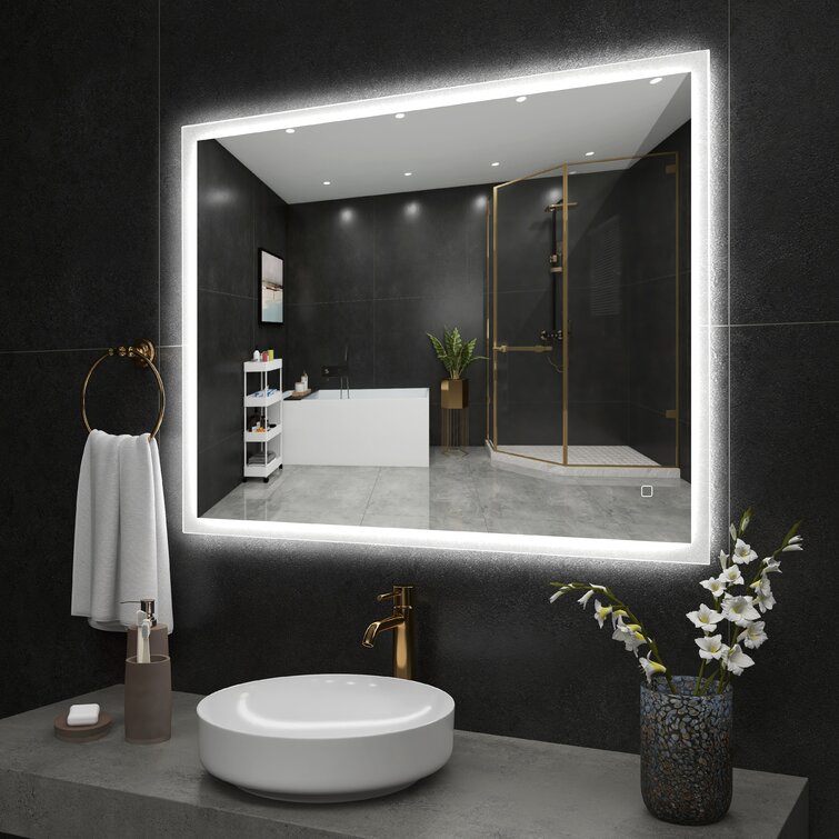 Offer Laatste hervorming Brayden Studio® 27.6*35.5in Smart Frameless Led Illuminated Bathroom Mirror  With Sensitive Touch Button Defogger Bluetooth Speaker Ambient Light Vanity  Makeup Mirror & Reviews | Wayfair
