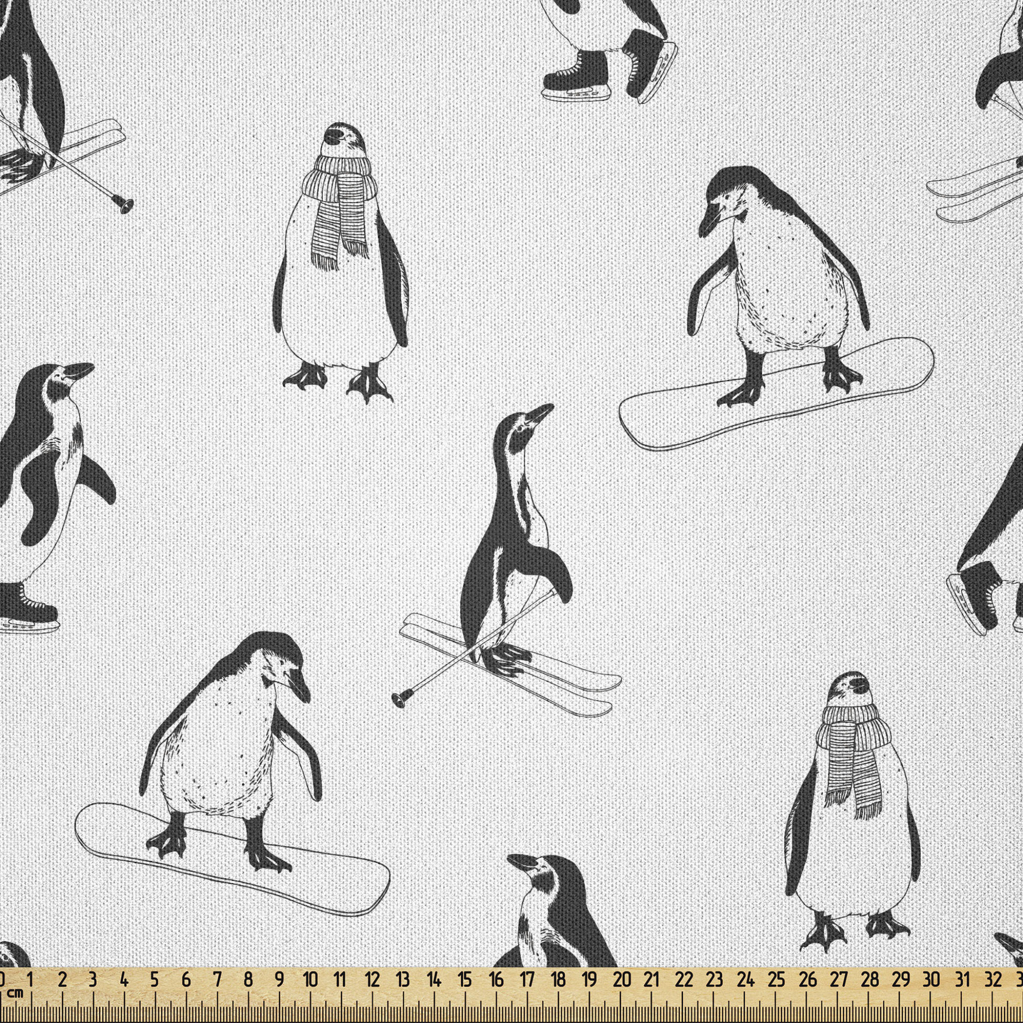 East Urban Home Ambesonne Penguin Fabric By The Yard Skiing Penguins On Snowboards Winter Sports Themed Pattern Animal Bird With Scarf Microfiber Fabric For Arts And Crafts Textiles Decor 1 Yard