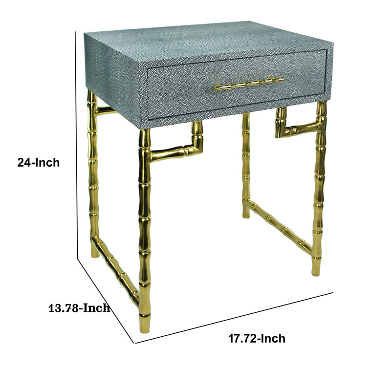 Benjara Wood And Metal Side Table With Bamboo Style Legs Grey And Gold Wayfair Ca