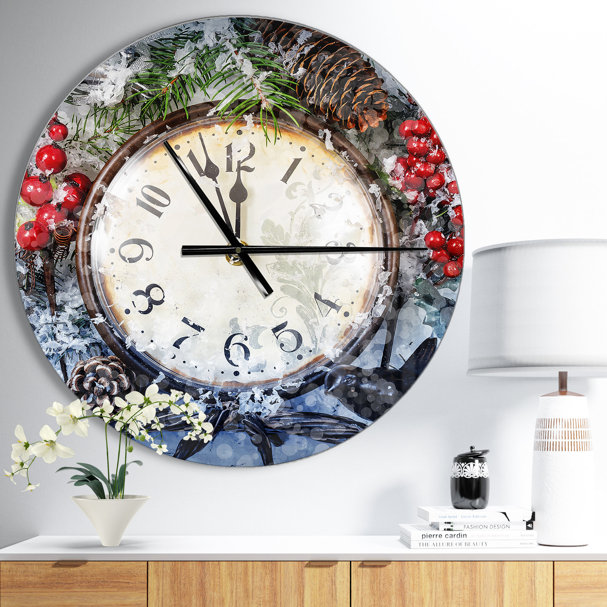 East Urban Home Oversized Farmhouse Designart Christmas Atmosphere Rustic  Wall Clock | Wayfair