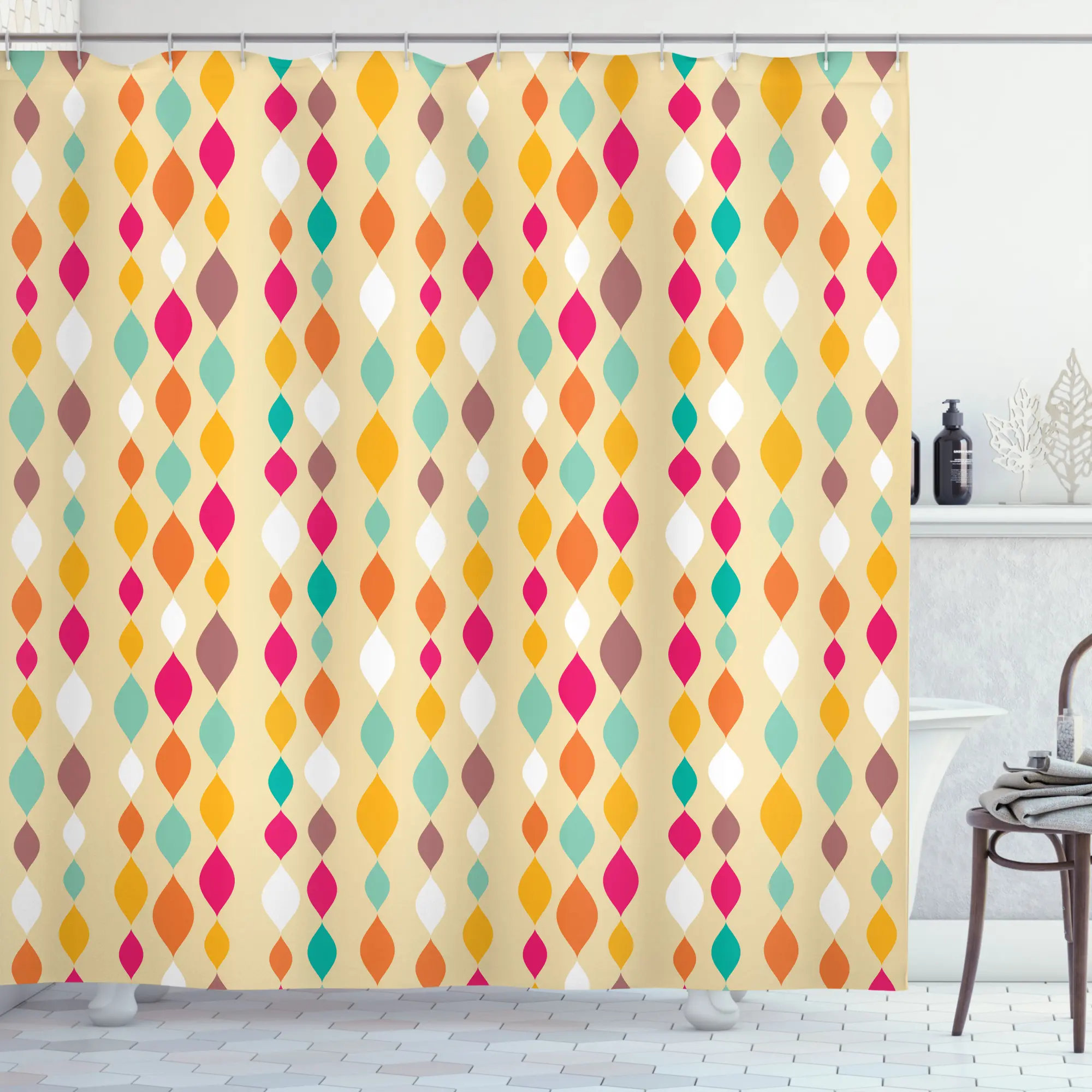 Ambesonne Vintage Retro Colorful Circles Shower Curtain Set Wayfair